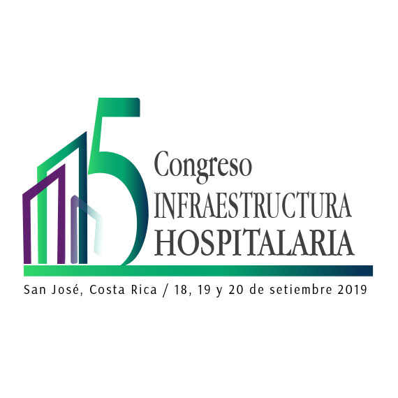 logo del quinto congreso de ACOAIH,con un número 5 y simulación de edificios